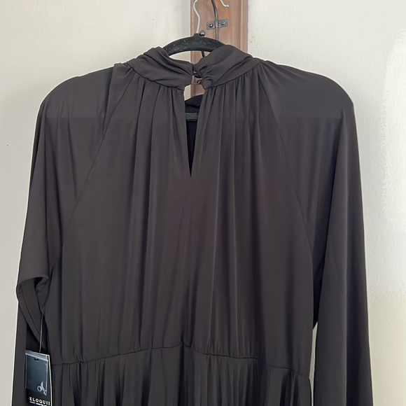 Eloquii black high neck pleated handkerchief hem dress - Picture 10 of 10